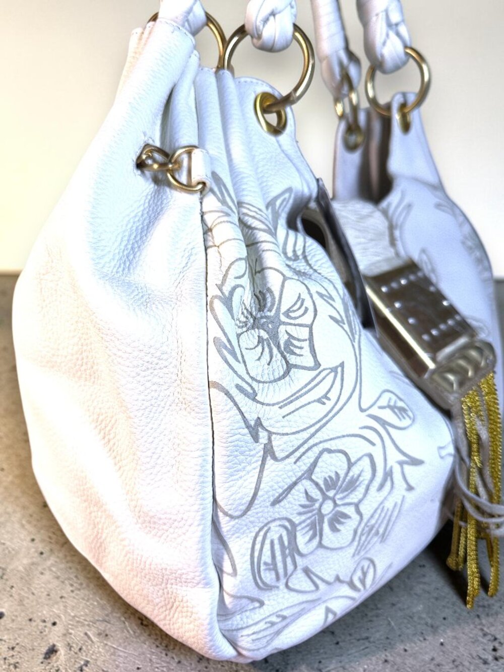 Sharif 1827 Studio Vintage Leather Hobo Shoulder Bag with Fringed Tassel - Picture 3 of 16